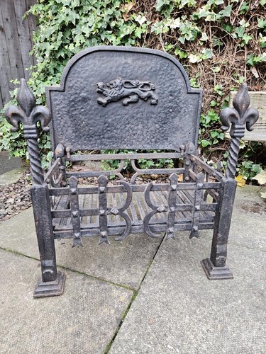 Forged iron fire grate - forged, dog