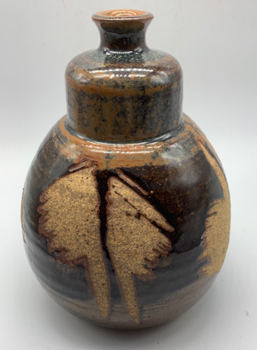 Art pottery vase jar brown - pottery,