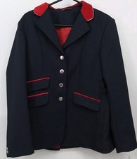 Shires Blue Equestrian Show Jacket Red Velvet Trim Silver Button UK 40 Size M