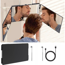 3 Way Mirror For Trifold Self Haircut Shave Makeup Adjustable Telescopic Hooks