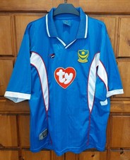 Portsmouth FC 2002-2003 Mens Size UK L Blue Ty Home Football Shirt Short Sleeve