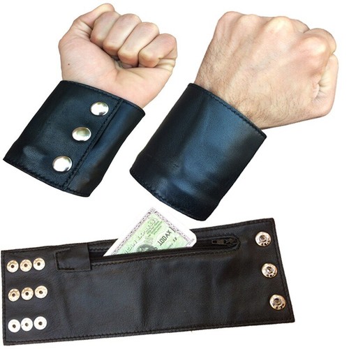 Leather wrist wallet with - leather,