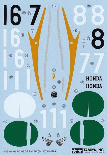 Tamiya decals honda rc166 - tamiya, 1/12