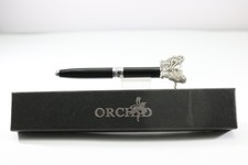 Vintage Orchid Miniature Lacquered Black & Silver Plated Butterfly Ballpoint Pen