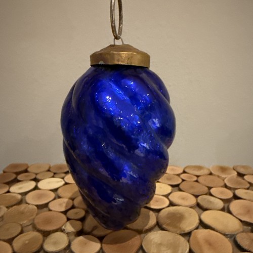 Blue glass christmas ornament - blue,