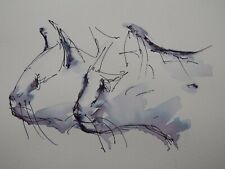 Pen & ink wash drawing of two cats after Pablo Picasso 'Le Chat'