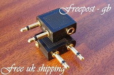 2 x GOLD HEADPHONE ADAPTORS FOR AEROPLANE - USE YOUR OWN EARPHONES ON THE FLIGHT