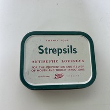 Vintage Tin - Advertising - Boots - Strepsils - Antiseptic Throat Lozenges VGC 