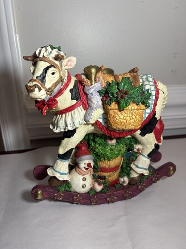 Christmas rocking cow figurine - christmas,