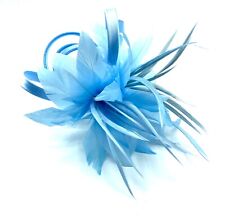 Ladies Satin Feather Comb Fascinator Weddings Races Royal Ascot Hair Piece
