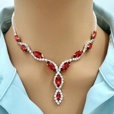 3 Pcs Silver Red Crystal