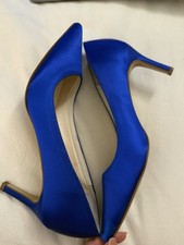 Rainbow Club Satin Court Shoes Size 39.5 UK6.5 Hand Dyed Electric Blue Worn X3