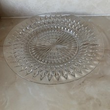 Vintage Clear Glass Serving Plate Large Round Platter