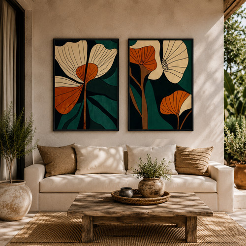 Set abstract floral wall - 2,
