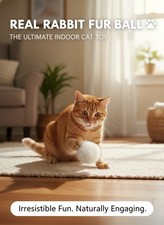 Real Rabbit Fur Ball for Cat (Three Colours Available) UK Stock Fast Delivery