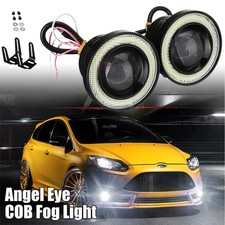 Pair 64mm/2.5inch Angel Eyes Halo Car Fog Light Lamp Projector DRL COB LED White