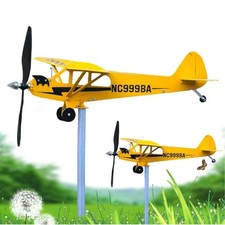 3D Piper J3 Cub Wind Spinner Plane Metal Airplane Weather Vane Garden Windmill