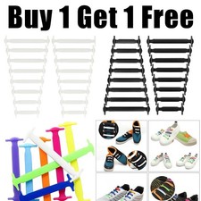 Elastic Shoe Laces No Tie Silicone Rubber shoelaces trainers shoes Adults 2 Pack