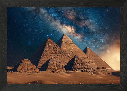 Egyptian pyramid night framed - pyramid,