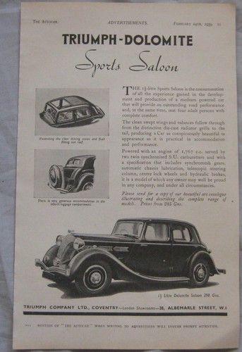 1939 triumph dolomite saloon - 1939,