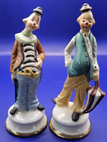 Vintage matt ceramic clowns - vintage,
