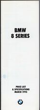 BMW 8-Series Specifications 1995 UK Market Brochure 840 Ci 850 CSi