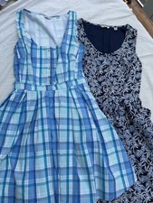 2 x Jack Wills Dress Size 8  Blue Check and Floral Lined Back Tie Short 