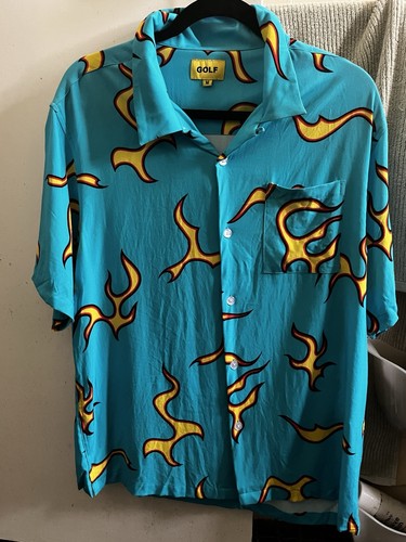 Golf wang flame button - golf, button-up