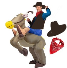 Adult Inflatable Horse Riding Cowboy Fancy Dress Costume Suit Horse Outfit