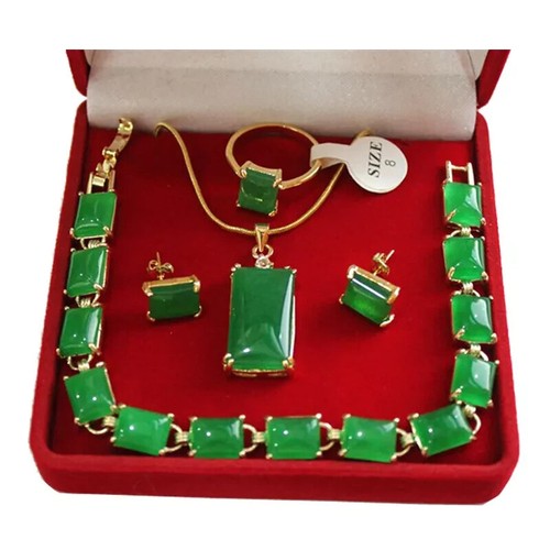 Green jade 18k gold plated - 18k,