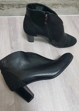 New Ladies Black Soft Leather Boots Size UK 5 EU 38  Ara Luftpolster Heel shose