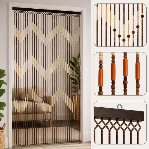 Wooden bead door - wooden, curtain