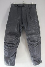 BRITISH MADE TRIUMPH BLACK LEATHER BIKER TROUSERS + CE ARMOUR: WAIST 38"/LEG 27"