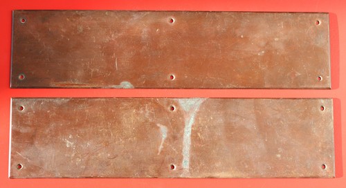 Copper door finger push plates - door,