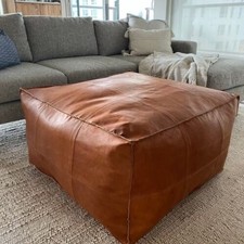 Leather Footstool Pouffe