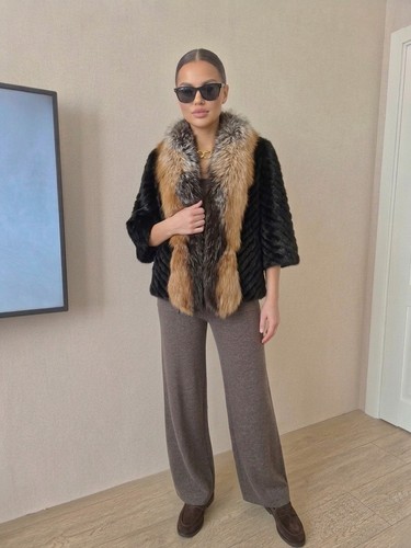 Black mink fur coat - fur, with
