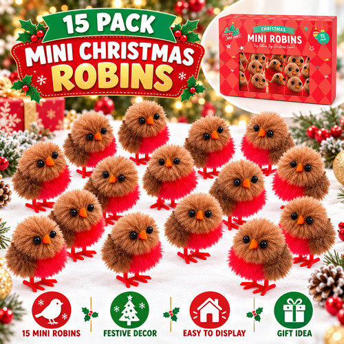 Pack mini christmas robins - 15,