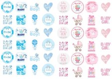 24 PRECUT Edible Baby Shower Boy Girl Cupcake Fairy Cake Wafer Decoration Topper
