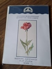 DMC RED POPPY COUNTED CROSS