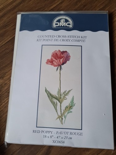 Dmc red poppy counted cross - dmc,