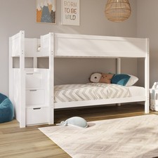 Bunk Bed with Stairs and Storage in White - Jaycee JAY001