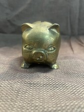 BRASS PIGGY BANK, VTG, 3.5 X