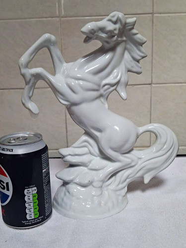 White horse figurine ceramic - horse,