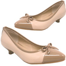 Womens Kitten Heels With Bow Slip On Court Shoes Ladies Party Pointed UK Size