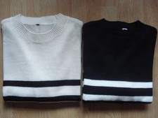 2 X H&M BLACK/WHITE STRIPE LONG SLEEVE PULLOVER ACRYLIC UK 20