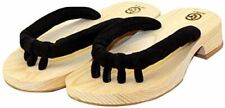 GETALS Japanese Hinoki Geta Sandals Black Rubber Sole US9 Five Finger Type
