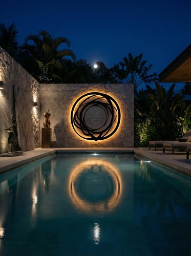 Led backlit metal circle - led, wall