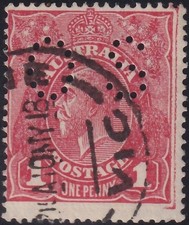 Aust KGV 1d Red SWk Perf 'OS'