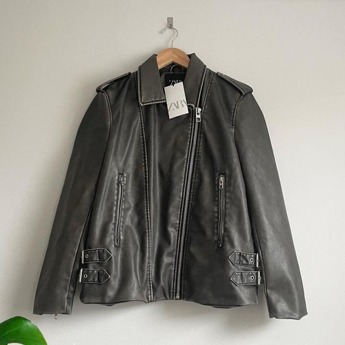 Zara brown faux - leather, biker