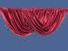 Curtain Pelmet Swags Crushed Velvet With Beaded Trim - Pelmet Valance Curtains